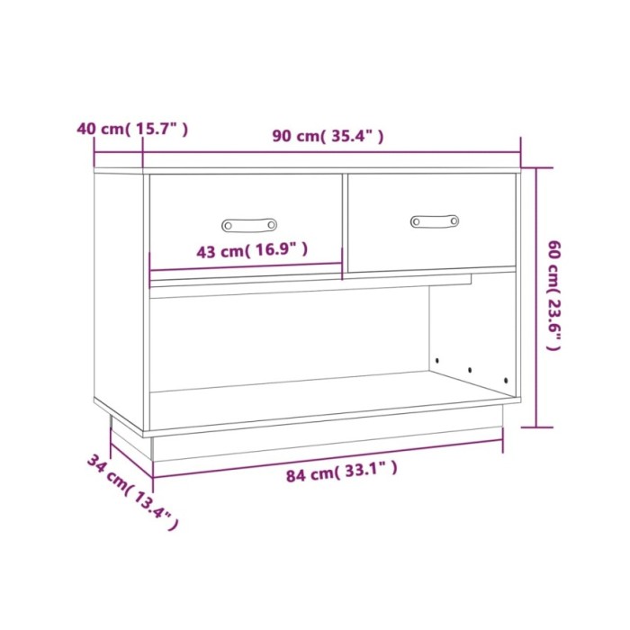 Meuble TV Marron miel 90x40x60 cm Bois de pin massif