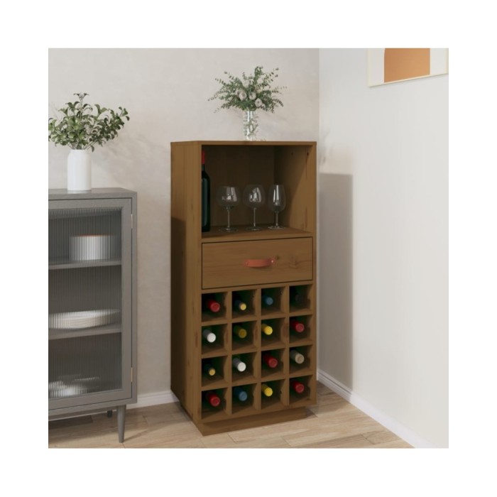 Armoire à vin Marron miel 45x34x100 cm Bois de pin massif