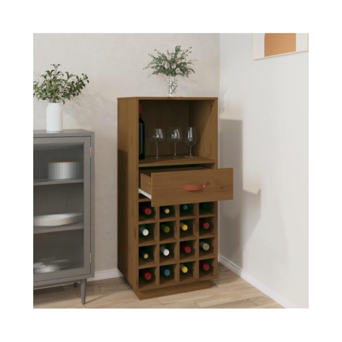 Armoire à vin Marron miel 45x34x100 cm Bois de pin massif