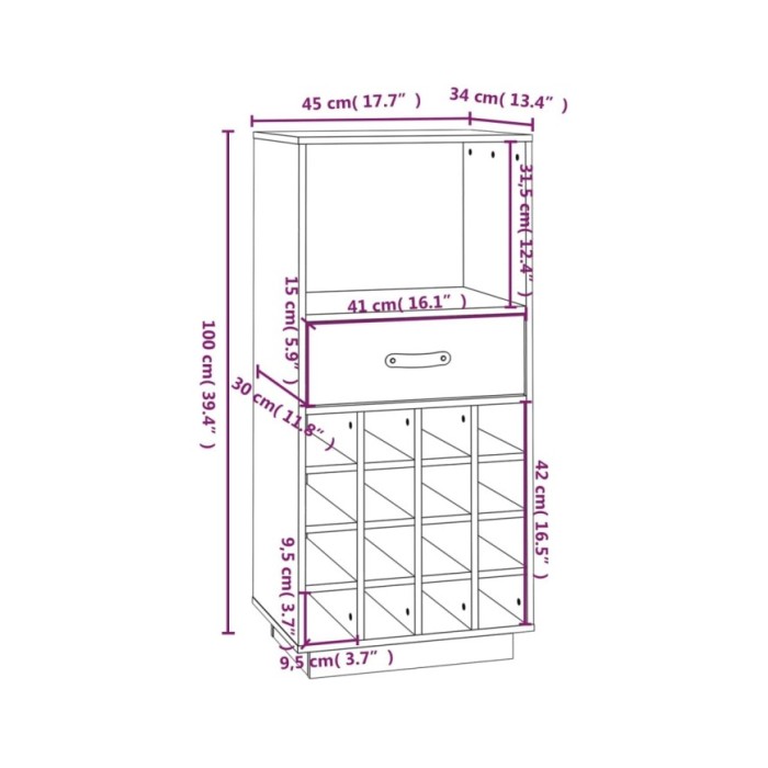 Armoire à vin Marron miel 45x34x100 cm Bois de pin massif