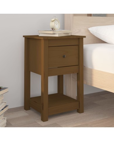 Table de chevet Marron miel 40x35x61,5 cm Bois de pin solide