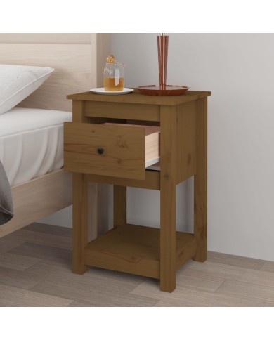Table de chevet Marron miel 40x35x61,5 cm Bois de pin solide