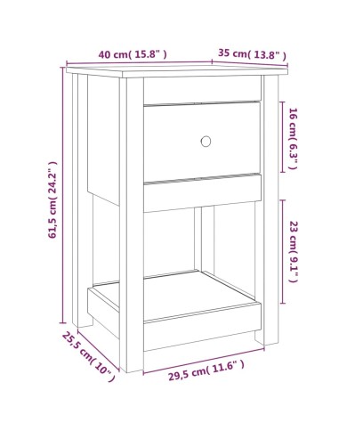 Table de chevet Marron miel 40x35x61,5 cm Bois de pin solide