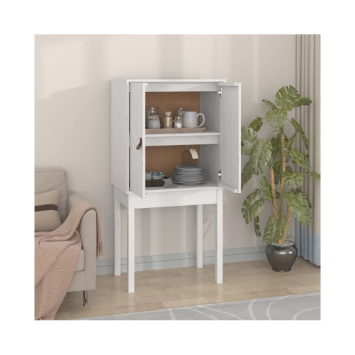 Buffet haut Blanc 60x40x120 cm Bois massif de pin