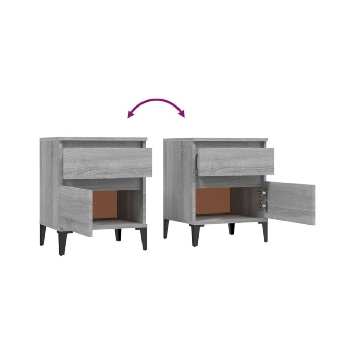 Tables de chevet 2 pcs Sonoma gris 40x35x50 cm