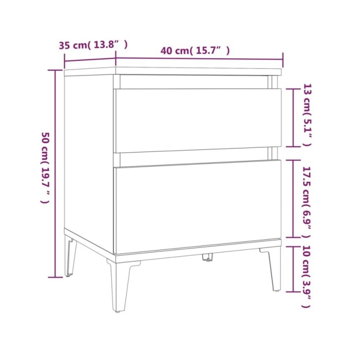 Tables de chevet 2 pcs Sonoma gris 40x35x50 cm