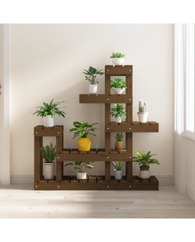 Support à plantes Marron miel 92x25x97 cm Bois massif de pin