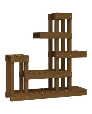 Support à plantes Marron miel 92x25x97 cm Bois massif de pin