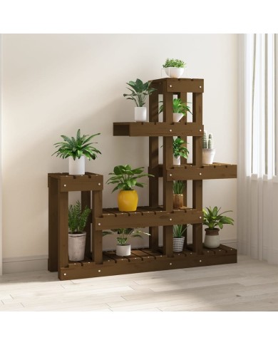 Support à plantes Marron miel 92x25x97 cm Bois massif de pin
