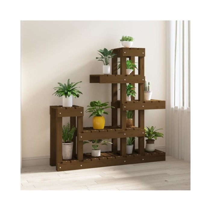 Support à plantes Marron miel 92x25x97 cm Bois massif de pin