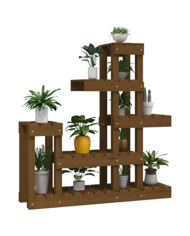 Support à plantes Marron miel 92x25x97 cm Bois massif de pin