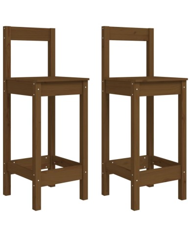 Chaises de bar 2 pcs Marron miel 40x41,5x112 cm Pin solide