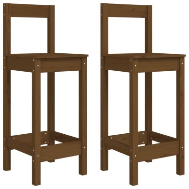 Chaises de bar 2 pcs Marron miel 40x41,5x112 cm Pin solide