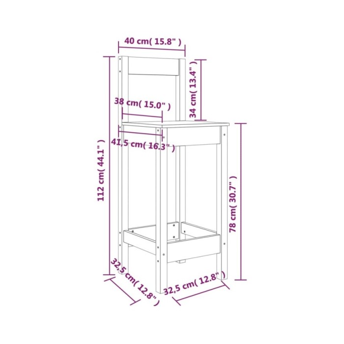 Chaises de bar 2 pcs Marron miel 40x41,5x112 cm Pin solide