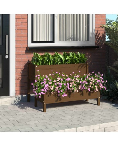 Jardinière Marron miel 110x84x75 cm Bois massif de pin