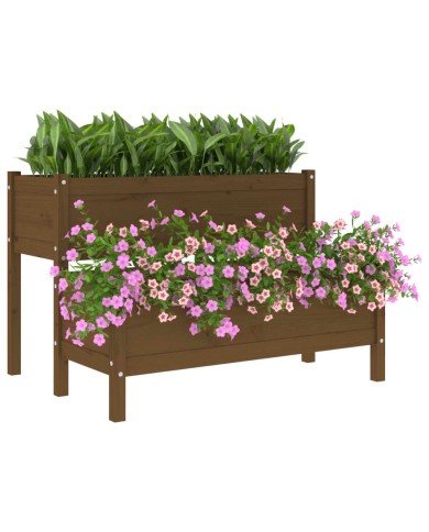 Jardinière Marron miel 110x84x75 cm Bois massif de pin