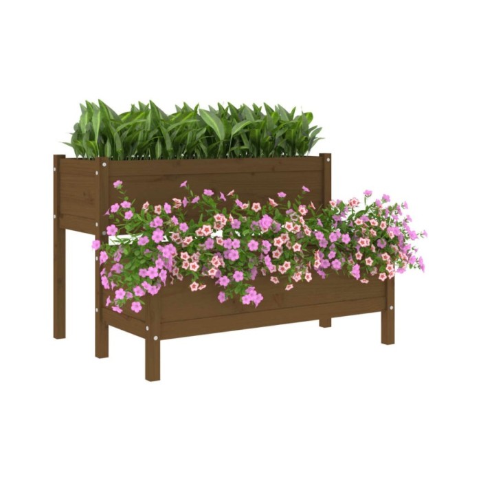 Jardinière Marron miel 110x84x75 cm Bois massif de pin