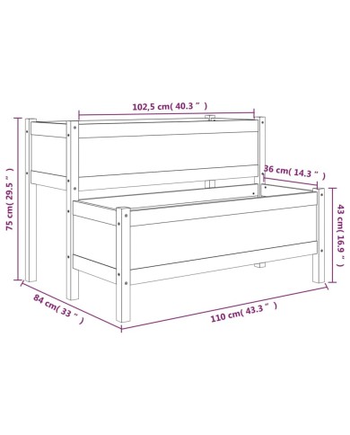 Jardinière Marron miel 110x84x75 cm Bois massif de pin