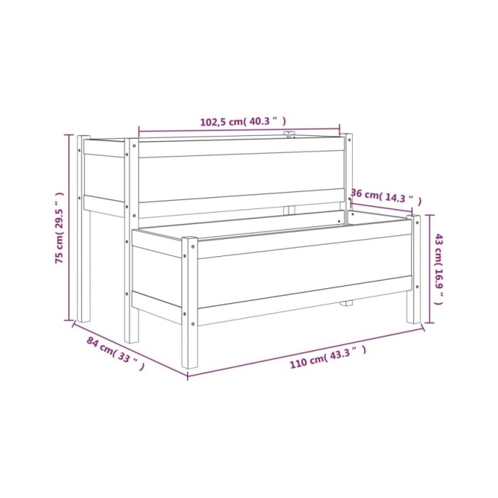 Jardinière Marron miel 110x84x75 cm Bois massif de pin