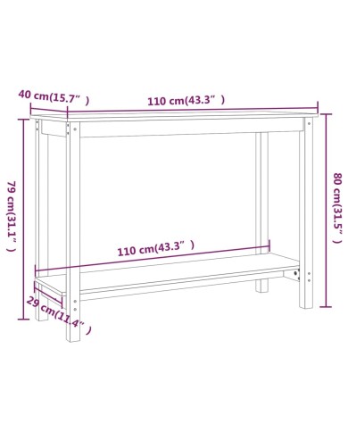 Table console Marron miel 110x40x80 cm Bois massif de pin