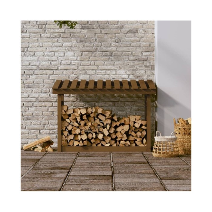 Support de bois de chauffage Marron miel 108x64,5x78cm Bois pin