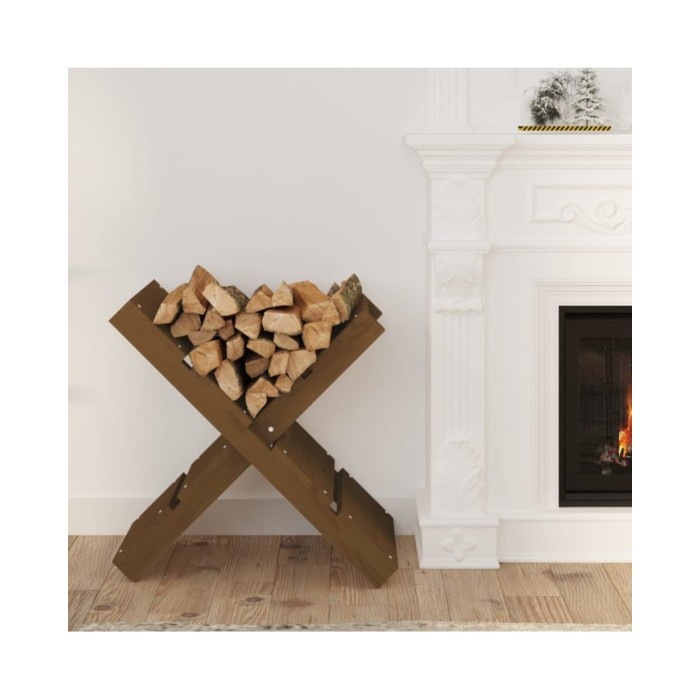 Porte-bûches Marron miel 47x39,5x48 cm Bois massif de pin