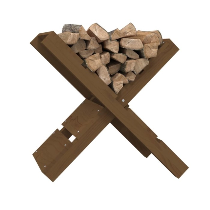 Porte-bûches Marron miel 47x39,5x48 cm Bois massif de pin