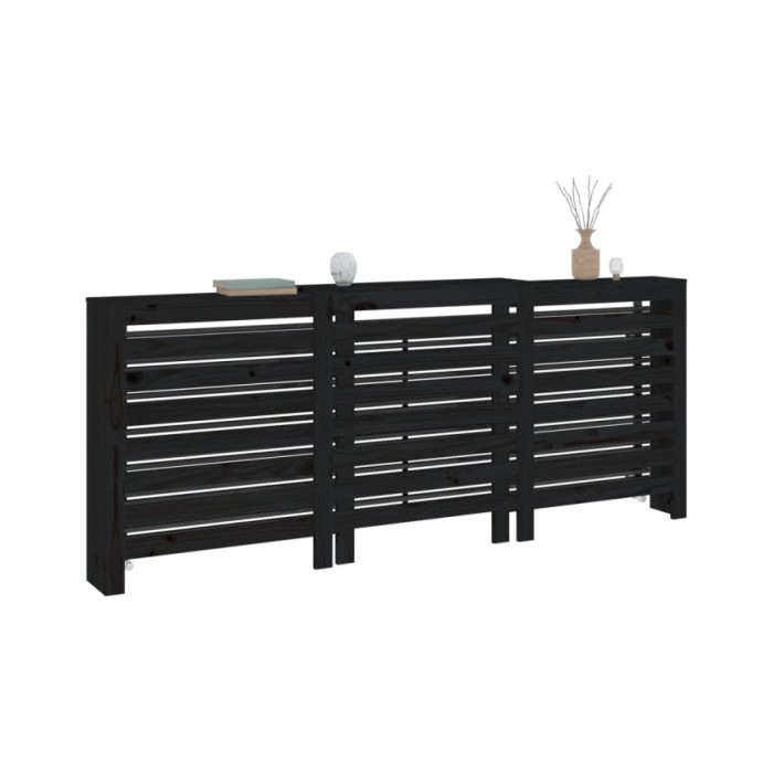 Cache-radiateur Noir 210x21x85 cm Bois massif de pin