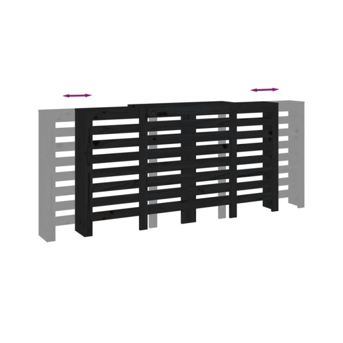 Cache-radiateur Noir 210x21x85 cm Bois massif de pin