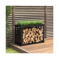 Porte-bûches d’extérieur Noir 108x52x74 cm Bois massif de pin