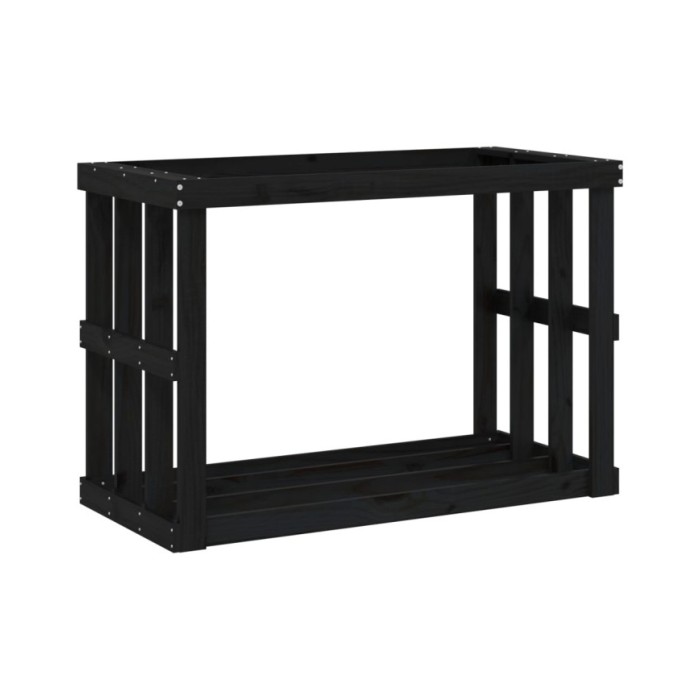 Porte-bûches d’extérieur Noir 108x52x74 cm Bois massif de pin