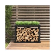 Porte-bûches d’extérieur Noir 108x52x74 cm Bois massif de pin