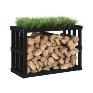 Porte-bûches d’extérieur Noir 108x52x74 cm Bois massif de pin