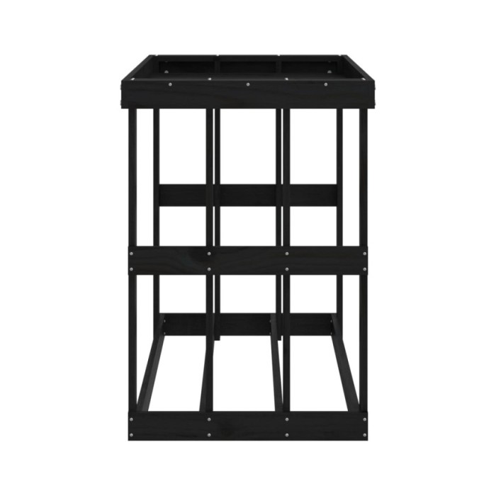 Porte-bûches d’extérieur Noir 108x52x74 cm Bois massif de pin