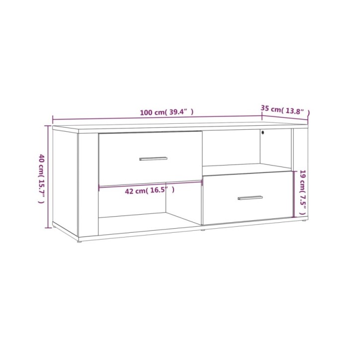 Meuble TV Sonoma gris 100x35x40 cm Bois d'ingénierie