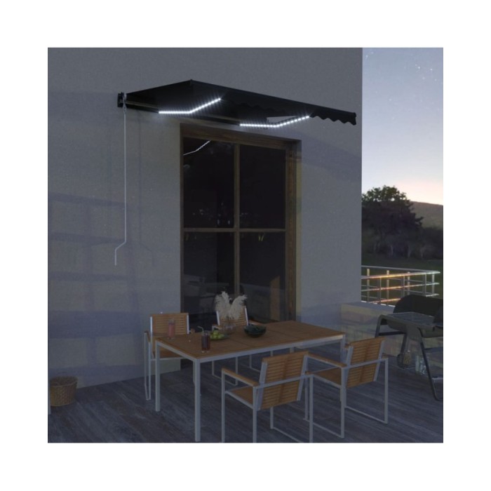 Auvent rétractable et capteur de vent LED 300x250 cm Anthracite