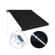 Auvent rétractable et capteur de vent LED 300x250 cm Anthracite