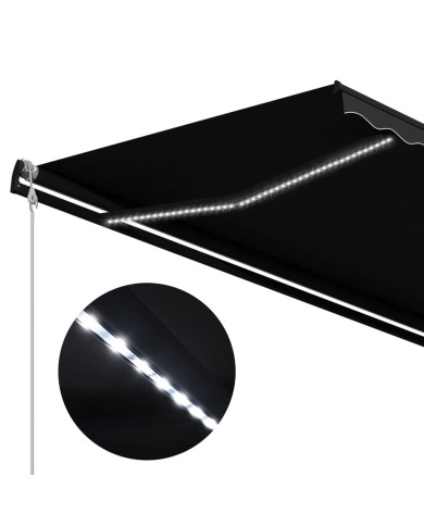 Auvent rétractable et capteur de vent LED 300x250 cm Anthracite