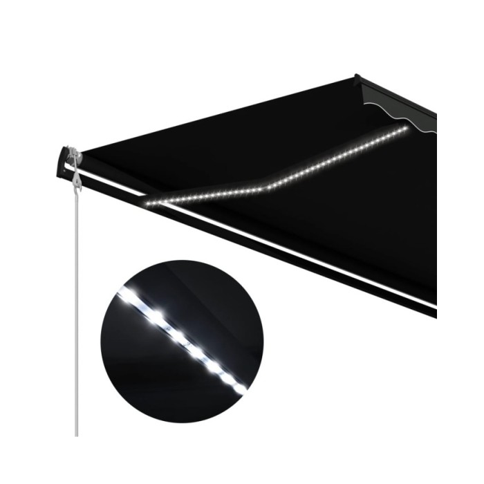 Auvent rétractable et capteur de vent LED 300x250 cm Anthracite