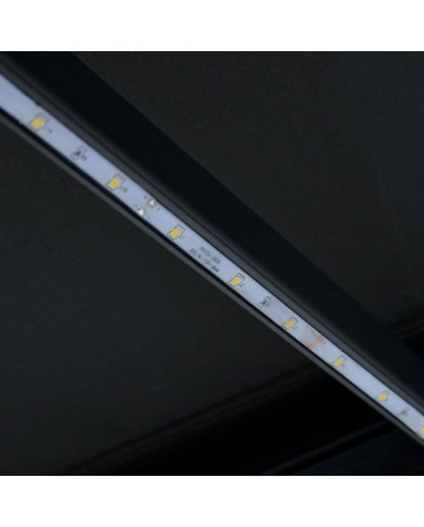 Auvent rétractable et capteur de vent LED 300x250 cm Anthracite