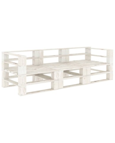 Canapé palette à 3 places de jardin Blanc Bois 