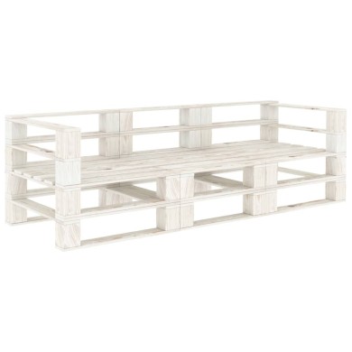 Canapé palette à 3 places de jardin Blanc Bois 
