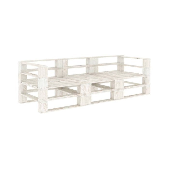 Canapé palette à 3 places de jardin Blanc Bois 