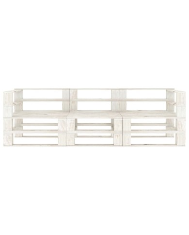 Canapé palette à 3 places de jardin Blanc Bois 