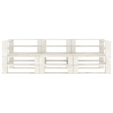 Canapé palette à 3 places de jardin Blanc Bois 