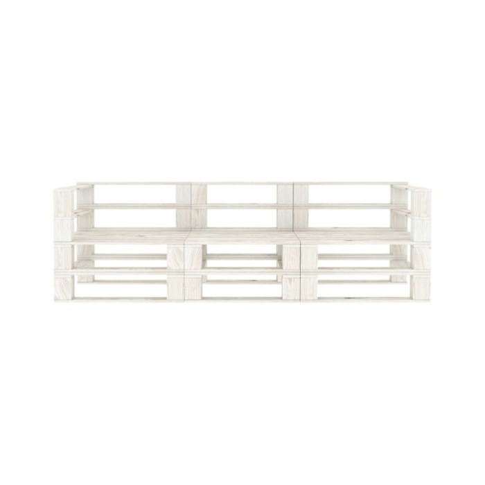 Canapé palette à 3 places de jardin Blanc Bois 