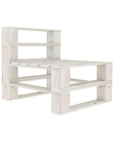 Canapé palette à 3 places de jardin Blanc Bois 