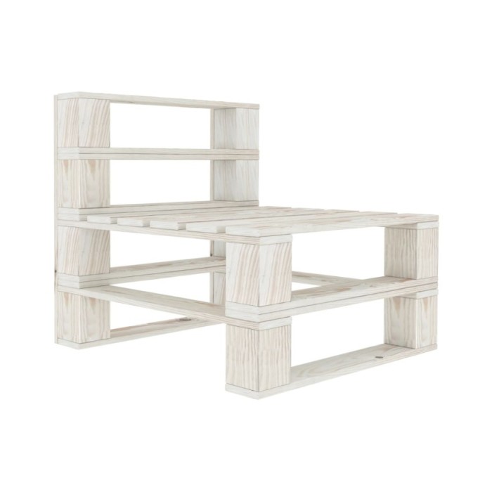 Canapé palette à 3 places de jardin Blanc Bois 