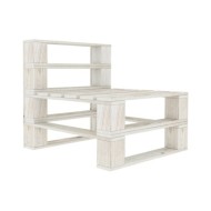 Canapé palette à 3 places de jardin Blanc Bois 
