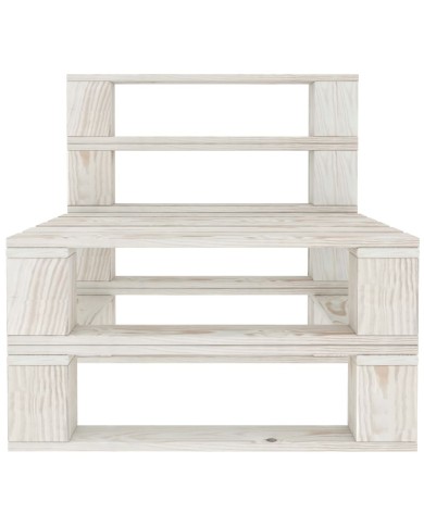 Canapé palette à 3 places de jardin Blanc Bois 